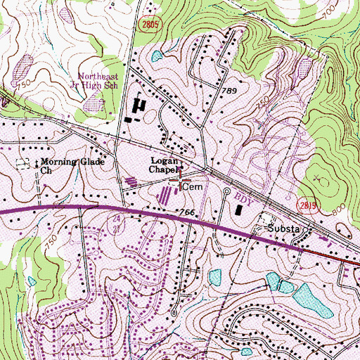 Topographic Map of Logan Chapel Cemetery, NC