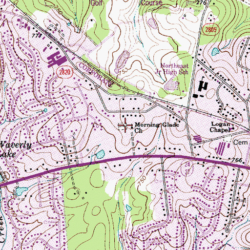 Topographic Map of Morning Glade Church Cemetery, NC
