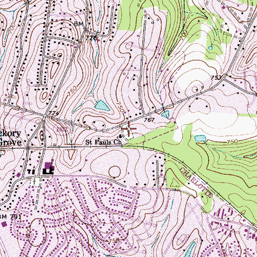 Topographic Map of Saint Pauls Church Cemetery, NC