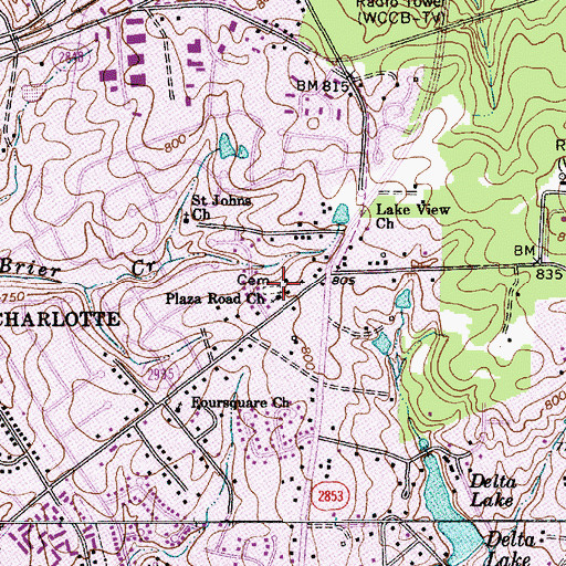 Topographic Map of Plaza Road Baptist Church Cemetery, NC