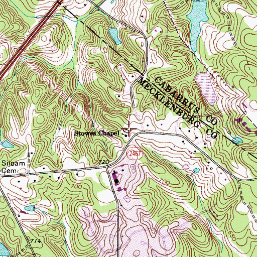 Topographic Map of Stowes Chapel Cemetery, NC