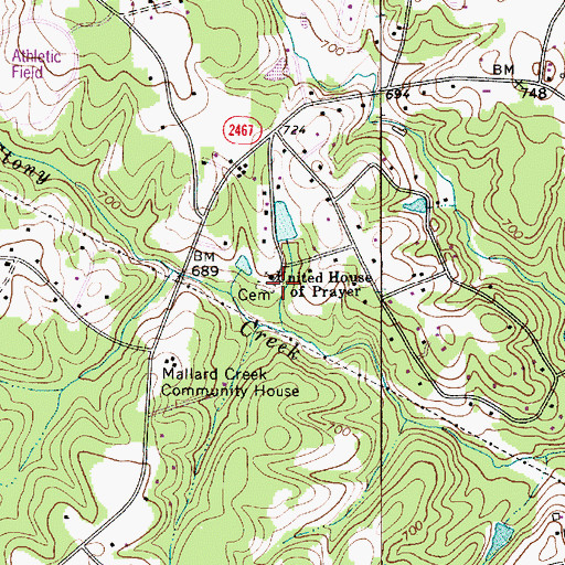 Topographic Map of United House of Prayer Cemetery, NC