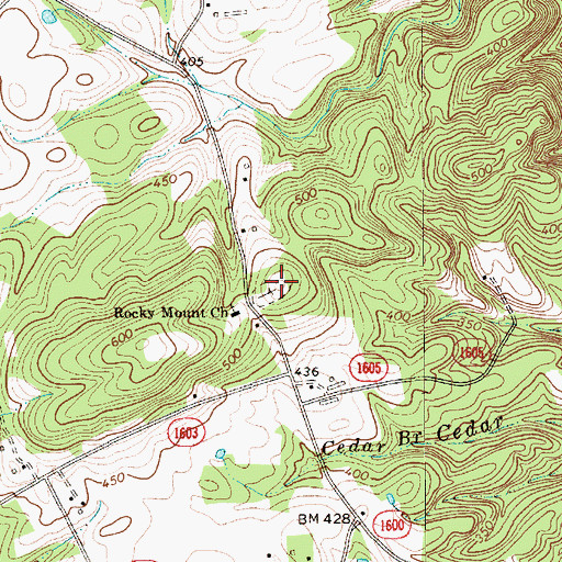 Topographic Map of Rocky Mount Church Cemetery, NC