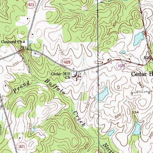 Topographic Map of Cedar Hill Church Cemetery, NC