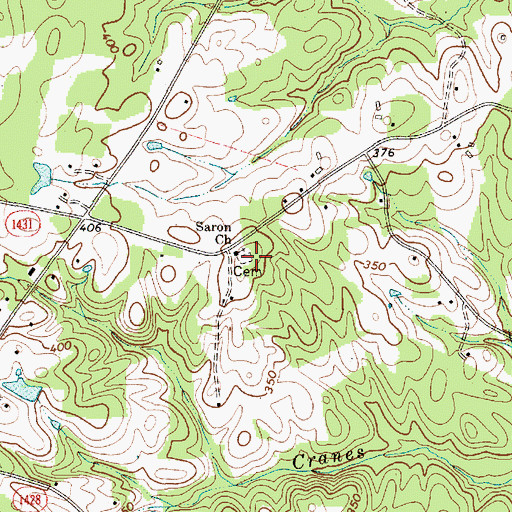 Topographic Map of Saron Church Cemetery, NC