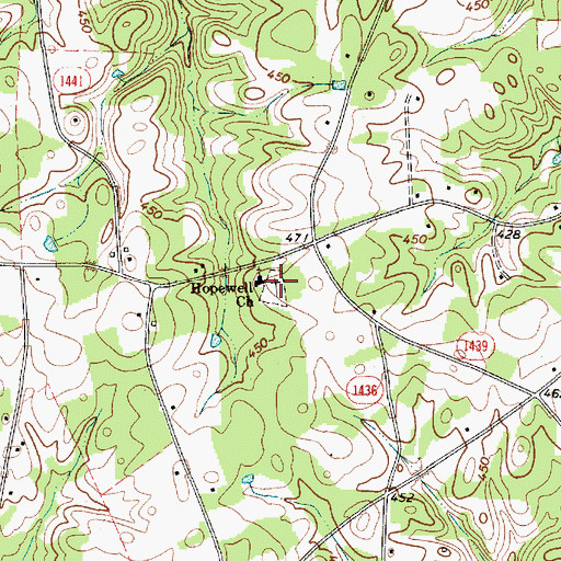 Topographic Map of Hopewell Church Cemetery, NC