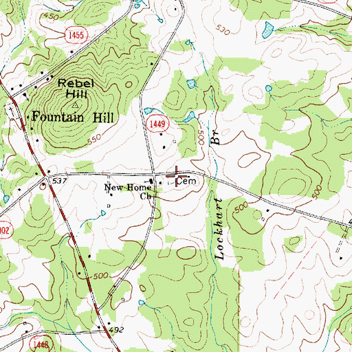 Topographic Map of New Home Church Cemetery, NC