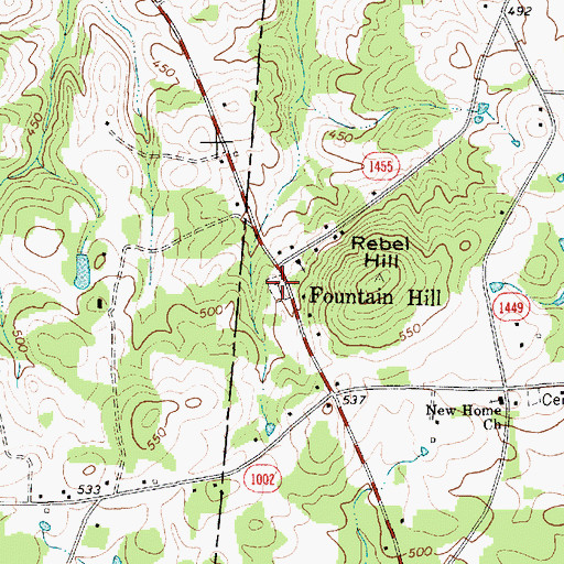Topographic Map of Fountain Hill United Methodist Cemetery, NC