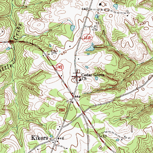 Topographic Map of Cedar Grove Church Cemetery, NC
