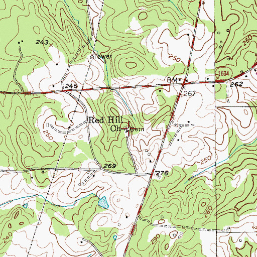 Topographic Map of Red Hill Church Cemetery, NC
