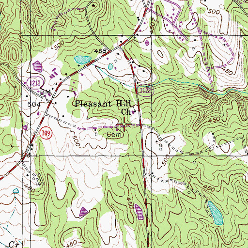 Topographic Map of Pleasant Hill Church Cemetery, NC