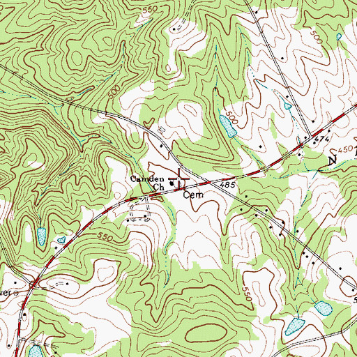 Topographic Map of Camden Church Cemetery, NC