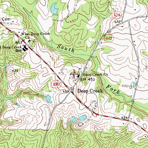 Topographic Map of Deep Creek Church Cemetery, NC