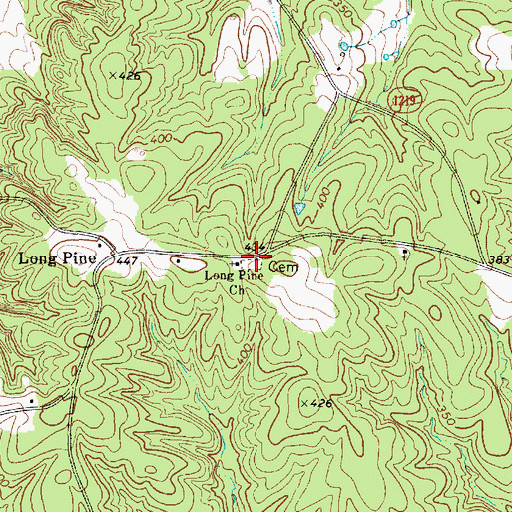 Topographic Map of Long Pine Church Cemetery, NC