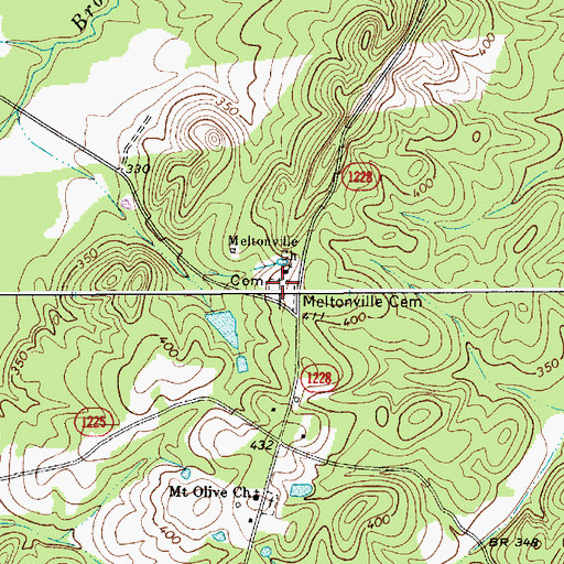 Topographic Map of Meltonville Cemetery, NC