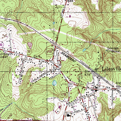Topographic Map of Cedar Creek Meeting House Cemetery, NC