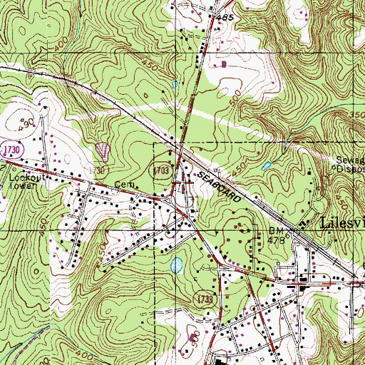 Topographic Map of Lilesville Cemetery, NC