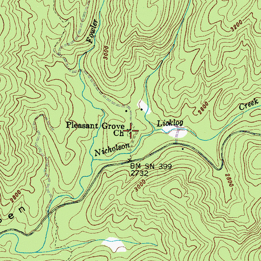 Topographic Map of Pleasant Grove Church Cemetery, NC