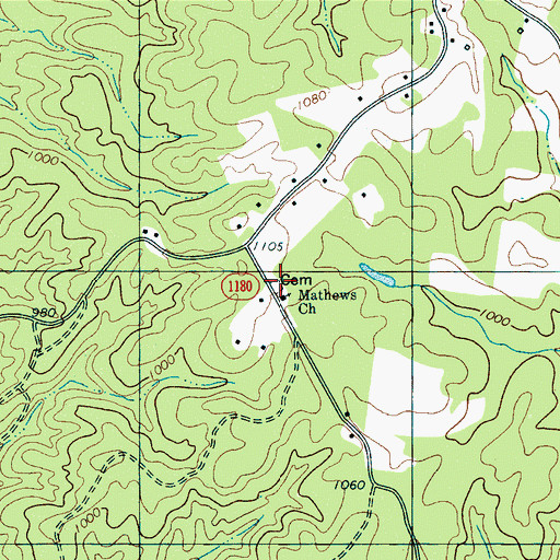 Topographic Map of Matthews Church Cemetery, NC