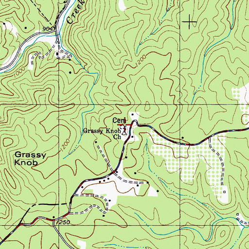 Topographic Map of Grassy Knob Church Cemetery, NC