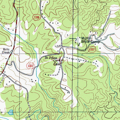 Topographic Map of Saint Johns Baptist Church Cemetery, NC