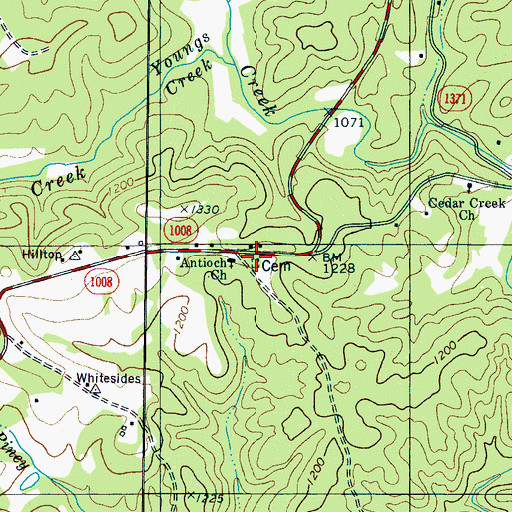 Topographic Map of Antioch Church Cemetery, NC