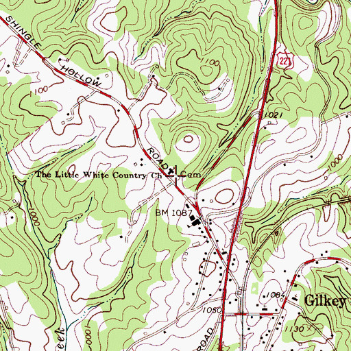 Topographic Map of Little White Country Church Cemetery, NC