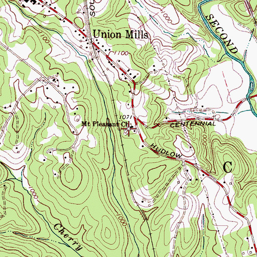 Topographic Map of Mount Pleasant Church Cemetery, NC