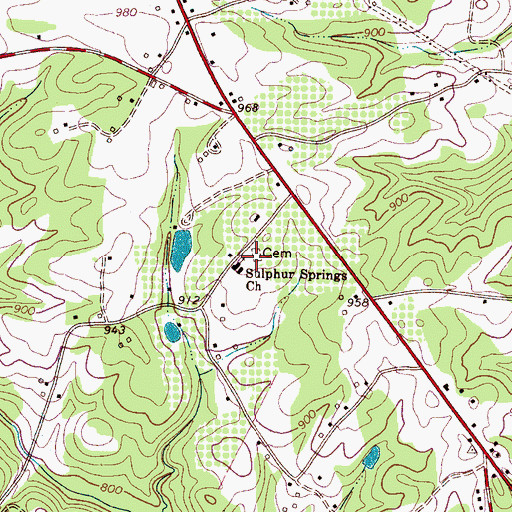 Topographic Map of Sulphur Springs Baptist Church Cemetery, NC