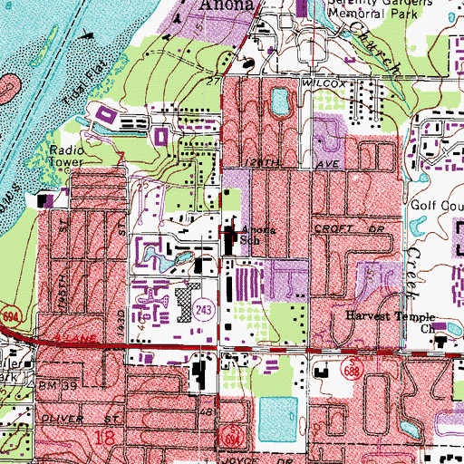 Topographic Map of Anona Elementary School, FL