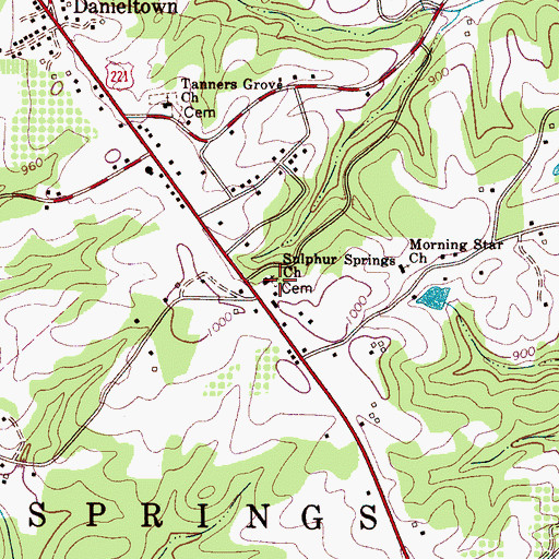 Topographic Map of Sulphur Springs Congregational Holiness Church Cemetery, NC