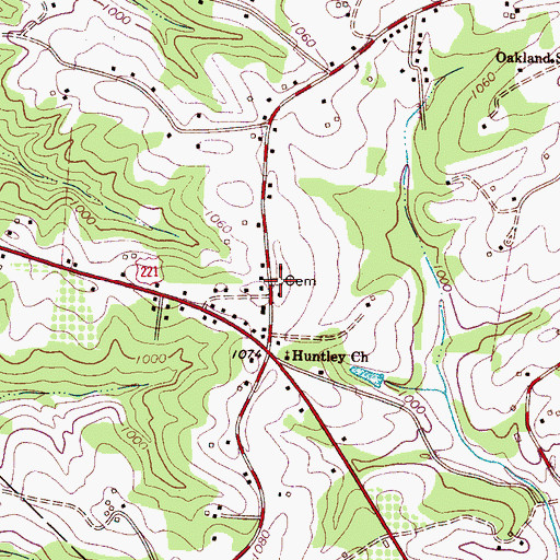 Topographic Map of Huntley Family Cemetery, NC