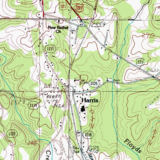 Topographic Map of Harris First Baptist Church Cemetery, NC