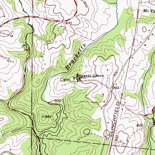 Topographic Map of Doggett Grove Cemetery, NC