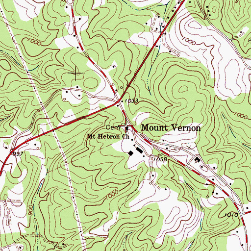 Topographic Map of Mount Hebron Cemetery, NC