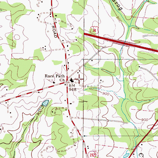 Topographic Map of Race Path Cemetery, NC