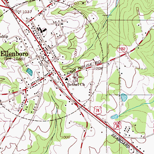 Topographic Map of Bethel Baptist Church Cemetery, NC