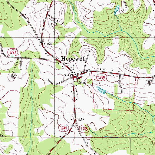 Topographic Map of Hopewell Cemetery, NC