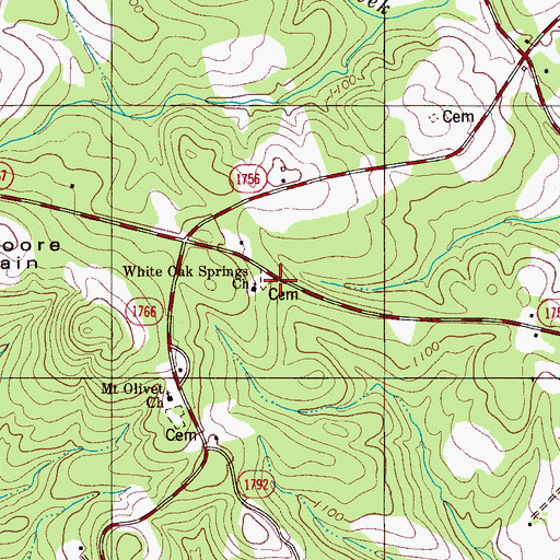 Topographic Map of White Oak Springs Church Cemetery, NC