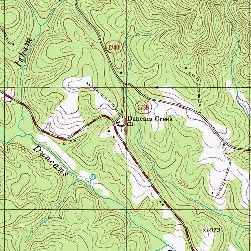 Topographic Map of Duncans Creek Church Cemetery, NC