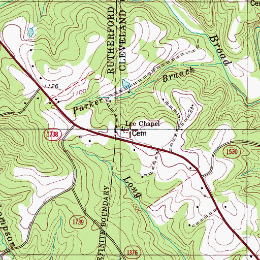 Topographic Map of Lee Chapel Cemetery, NC