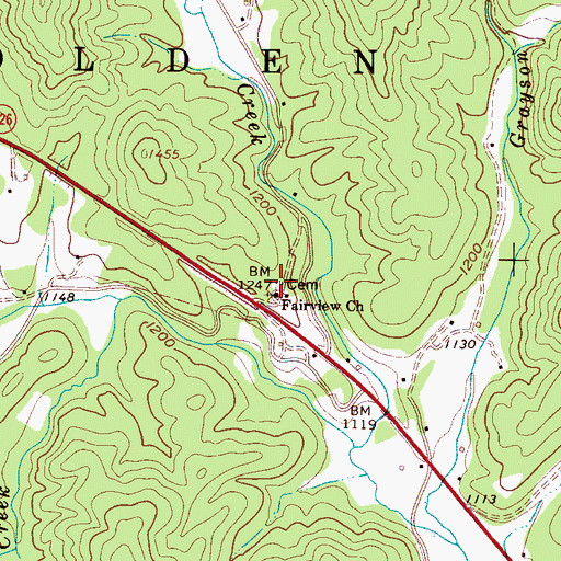Topographic Map of Fairview Cemetery, NC
