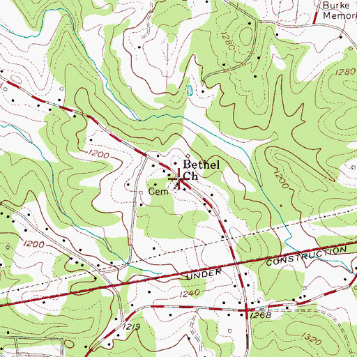 Topographic Map of Bethel Cemetery, NC