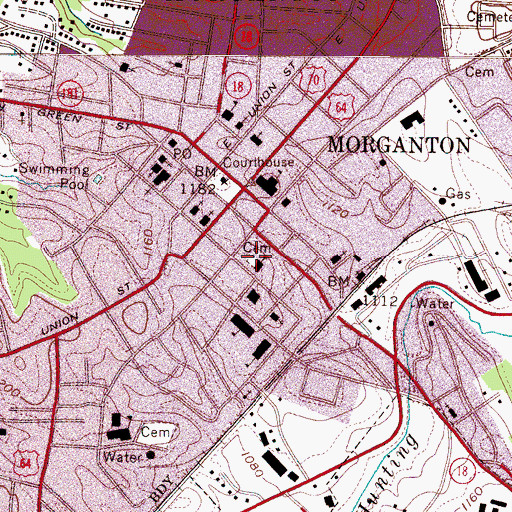 Topographic Map of Grace Episcopal Church Cemetery, NC
