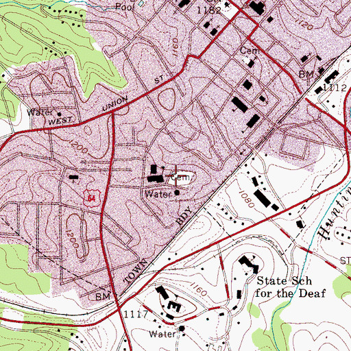 Topographic Map of Olive Hill Cemetery, NC