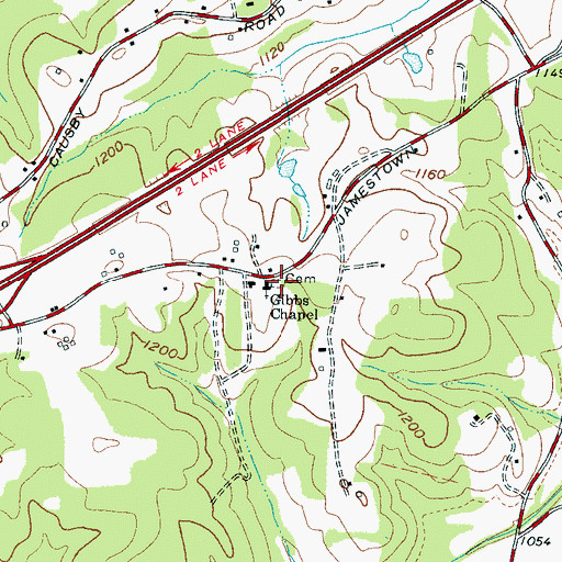 Topographic Map of Gibbs Chapel Cemetery, NC