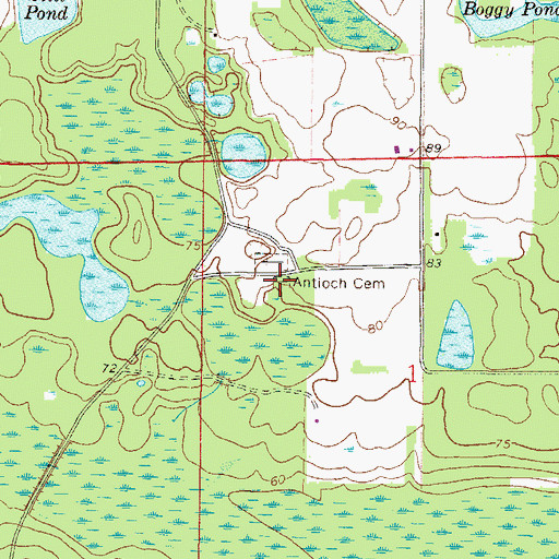 Topographic Map of Antioch Cemetery, FL