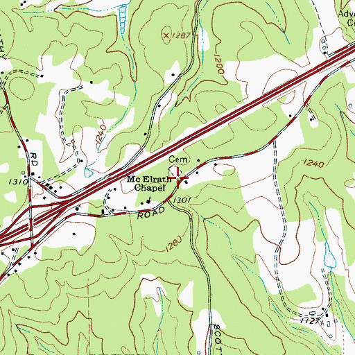 Topographic Map of McElrath Chapel Cemetery, NC