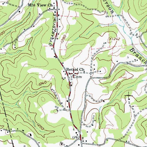 Topographic Map of Bethel Church Cemetery, NC