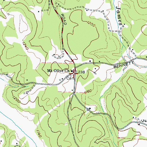 Topographic Map of Mount Olive Church Cemetery, NC